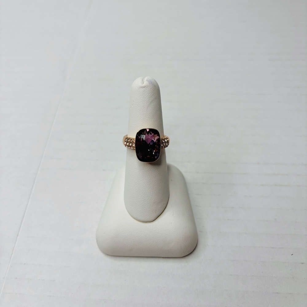 SWAROVSKI Amethyst Crystal Gold Ring Size 6